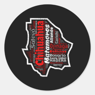 Chihuahua Mexico Mapa Municipios Mexicaanse staat Ronde Sticker