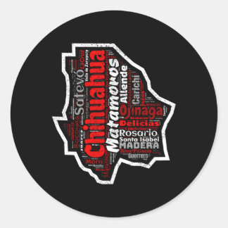 Chihuahua Mexico Mapa Municipios Mexicaanse staat Ronde Sticker