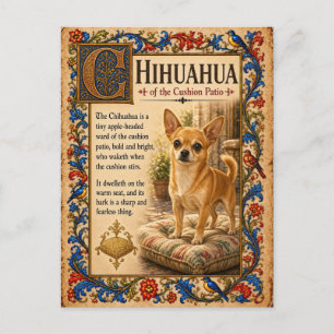 Chihuahua, middeleeuwse bestiariumkunst briefkaart