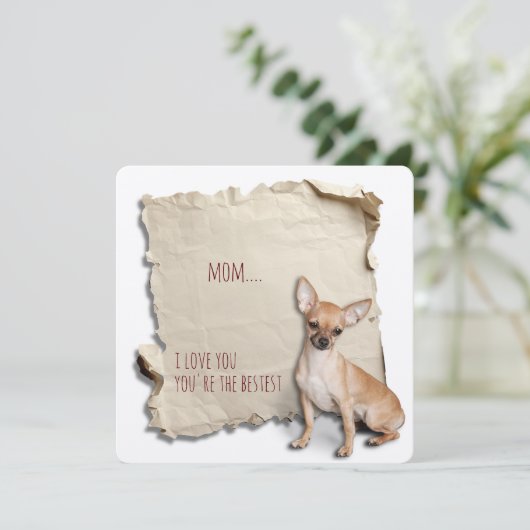 Chihuahua Mom gescheurd papier Moederdag Kaart (Staand voorkant)