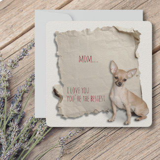 Chihuahua Mom gescheurd papier Moederdag Kaart