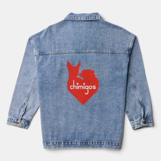 Chihuahua Mom Love Hart Chimigos Logo Denim Jacket (Achterkant)