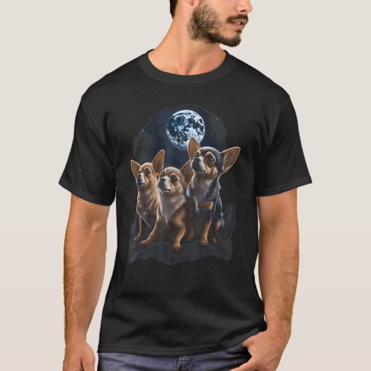 Chihuahua Moon Howling Nature Dog Lovers T-shirt (Voorkant)