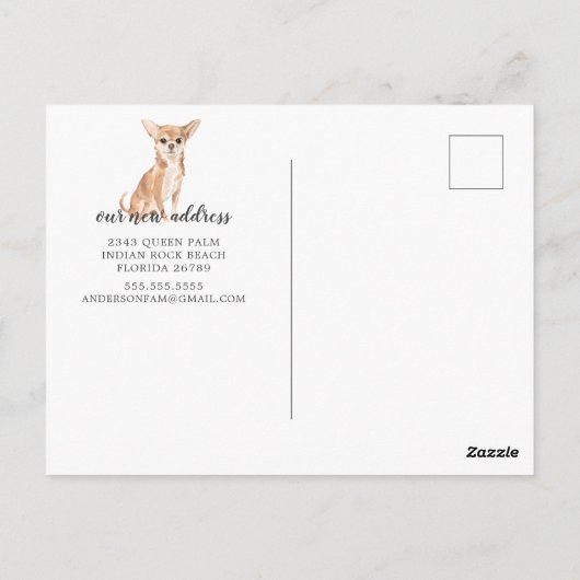 Chihuahua Moving Announcement Briefkaart (Achterkant)