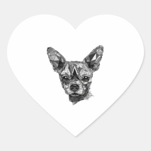 Chihuahua mozaïek geometrische kunst hond hart sticker