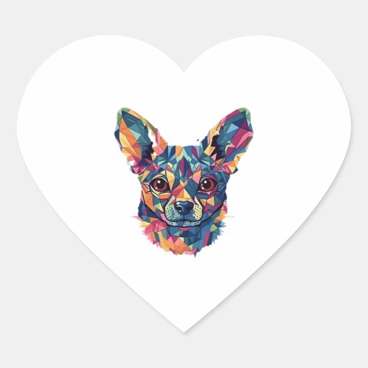 Chihuahua mozaïek geometrische kunst hond hart sticker (Voorkant)