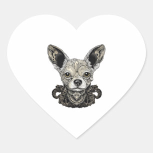 Chihuahua mozaïek geometrische kunst hond hart sticker