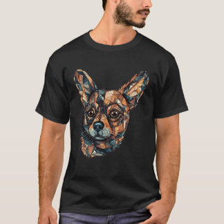 Chihuahua mozaïek geometrische kunst hond kleurrij t-shirt