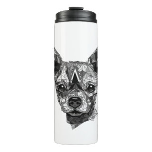 Chihuahua mozaïek geometrische kunst hond thermosbeker