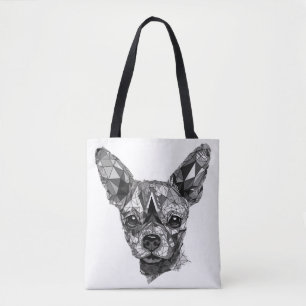 Chihuahua mozaïek geometrische kunst hond tote bag