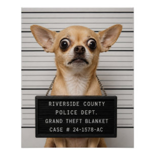 Chihuahua Mugshot: Grote Diefstal van Deken Perfect Poster
