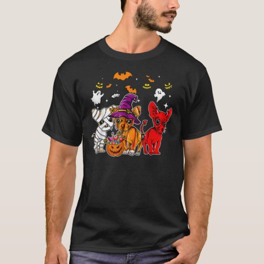 Chihuahua Mummy Witches Pumpkin Devil Halloween T-shirt (Voorkant)