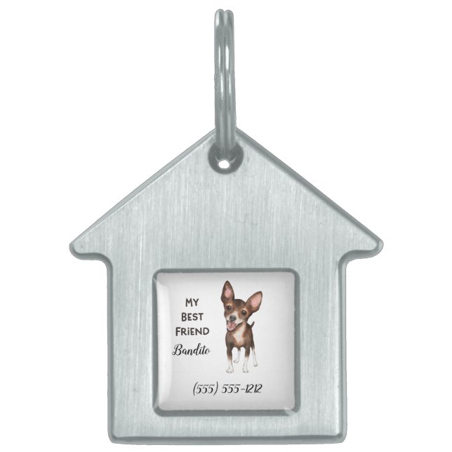 Chihuahua My Best Friend Custom Dog House Name Huisdieren Naamplaatje (Voorkant)