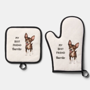 Chihuahua My Best Friend Custom Name Ovenwant & Pannenlap Set