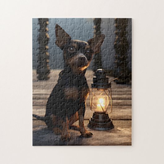 Chihuahua Naast Lanturn Legpuzzel (Verticaal)