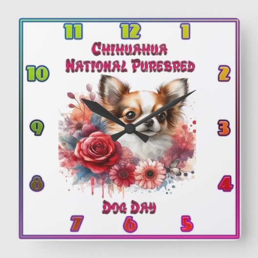 Chihuahua National Purebred Dog Day viering Vierkante Klok (Voorkant)