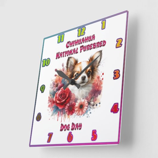 Chihuahua National Purebred Dog Day viering Vierkante Klok (Hoek)