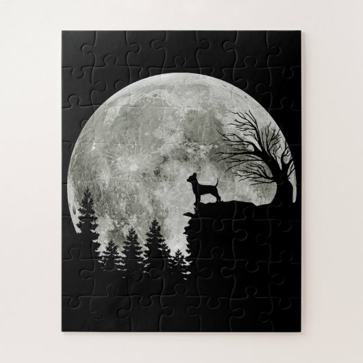 Chihuahua On Mountain Big Moon Halloween Gifts Legpuzzel (Verticaal)