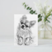 Chihuahua On Polka Dot Blanket Hand Painted Briefkaart (Staand voorkant)