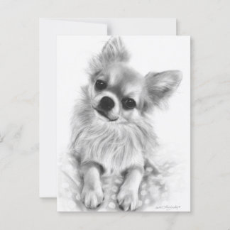 Chihuahua On Polka Dot Blanket Hand Painted Briefkaart