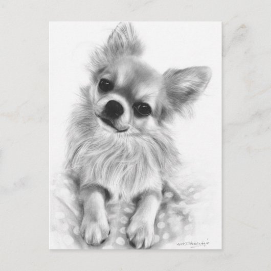 Chihuahua On Polka Dot Blanket Hand Painted Briefkaart (Voorkant)