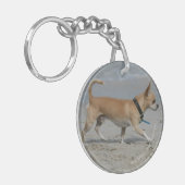 Chihuahua op Beach Sleutelhanger (Voorkant Links)