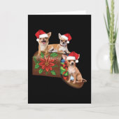 Chihuahua Op Doos Brief Kerst Ornament Cute Kaart (Voorkant)