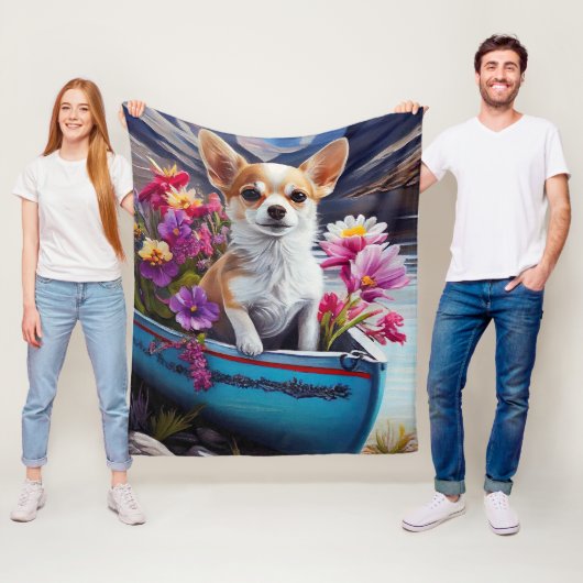 Chihuahua op een peddel: Een Schilderachtig avontu Fleece Deken (In situ)