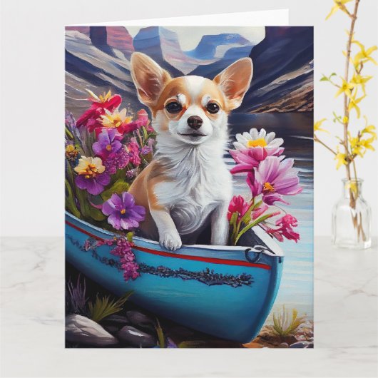 Chihuahua op een peddel: Een Schilderachtig avontu Kaart (Gele Bloem)