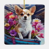 Chihuahua op een peddel: Een Schilderachtig avontu Keramisch Ornament (Achterkant)