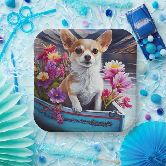 Chihuahua op een peddel: Een Schilderachtig avontu Papieren Bordje (Feest)