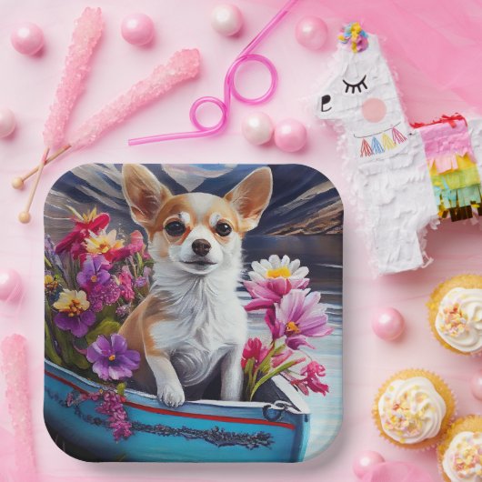 Chihuahua op een peddel: Een Schilderachtig avontu Papieren Bordje (Feest)