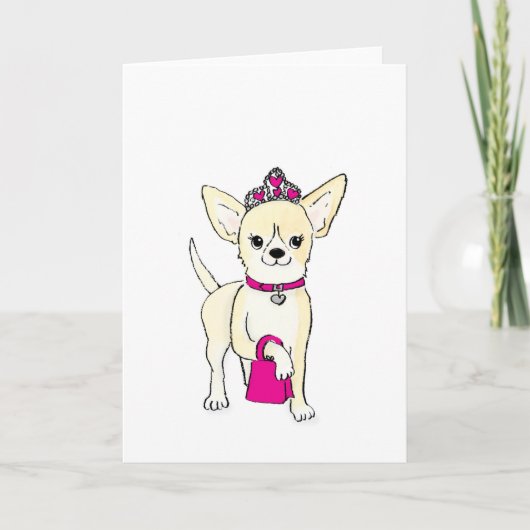 Chihuahua op een tiara-kaart kaart (Voorkant)