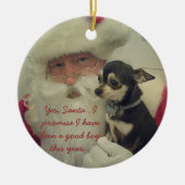 Chihuahua op Santa's Lap Keramisch Ornament (Voorkant)
