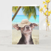 Chihuahua op vakantie kaart (Gele Bloem)