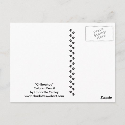 Chihuahua Original Art Briefkaart (Achterkant)