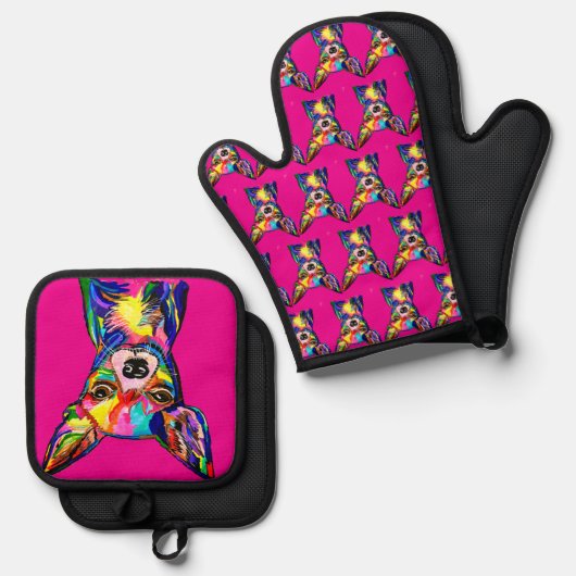 Chihuahua Ovenwant & Pannenlap Set (Voorkant / Achterkant)