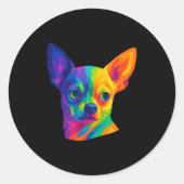 Chihuahua P Art Rtrait For Dog Owners Ronde Sticker (Voorkant)