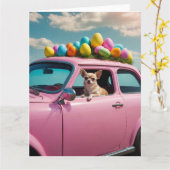 Chihuahua paaseieren kaart (Gele Bloem)