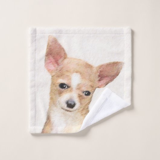 Chihuahua Painting - Cute Original Dog Art Bad Handdoek (Wasdoekje)