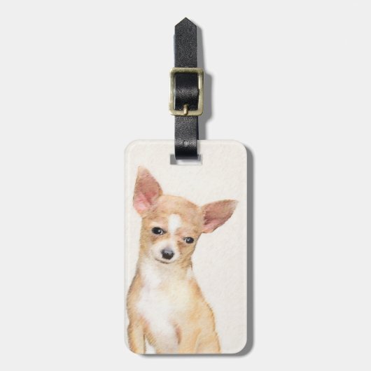 Chihuahua Painting - Cute Original Dog Art Bagagelabel (Voorkant verticaal)