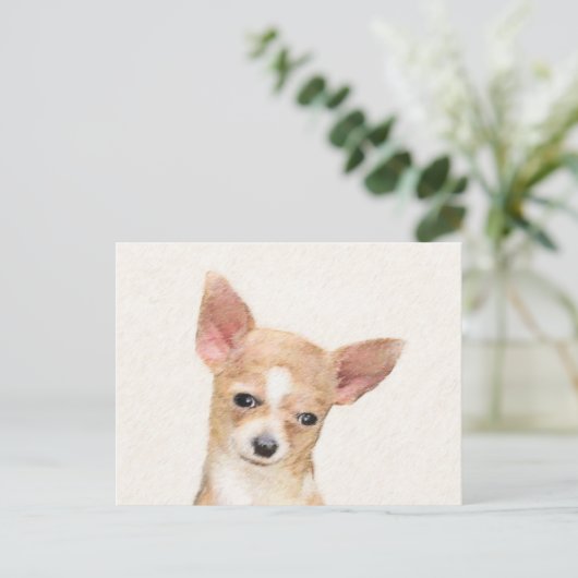 Chihuahua Painting - Cute Original Dog Art Briefkaart (Staand voorkant)