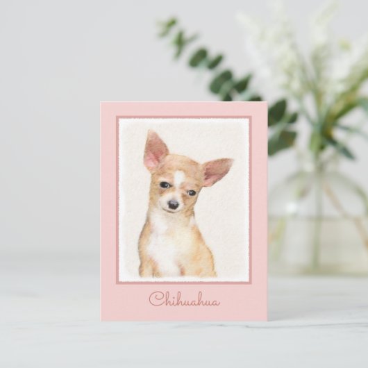 Chihuahua Painting - Cute Original Dog Art Briefkaart (Staand voorkant)