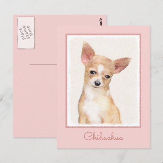 Chihuahua Painting - Cute Original Dog Art Briefkaart (Voorkant / Achterkant)