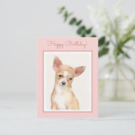 Chihuahua Painting - Cute Original Dog Art Briefkaart (Staand voorkant)