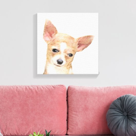Chihuahua Painting - Cute Original Dog Art Canvas Afdruk (Insitu (Woonkamer))