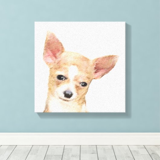 Chihuahua Painting - Cute Original Dog Art Canvas Afdruk (Insitu (Houten vloer))
