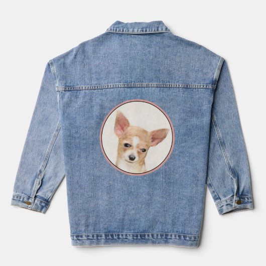 Chihuahua Painting - Cute Original Dog Art Denim Jacket (Achterkant)
