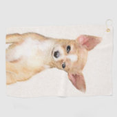 Chihuahua Painting - Cute Original Dog Art Golfhanddoek (Horizontaal)