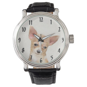Chihuahua Painting - Cute Original Dog Art Horloge